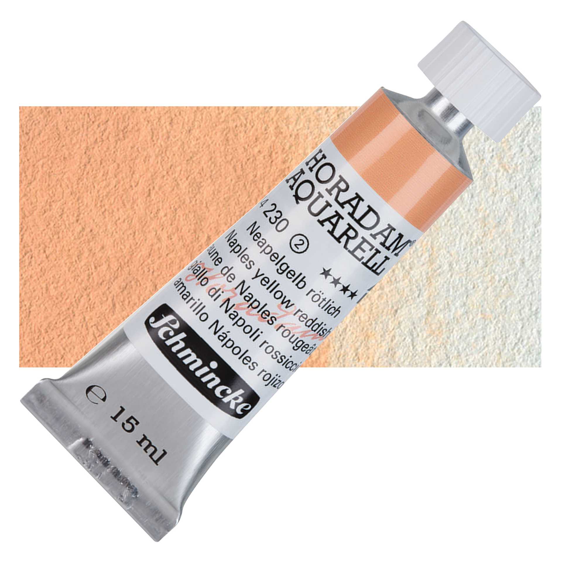 Schmincke Horadam Aquarell Artist Watercolor - Naples Yellow Reddish, 15 ml tube and swatch