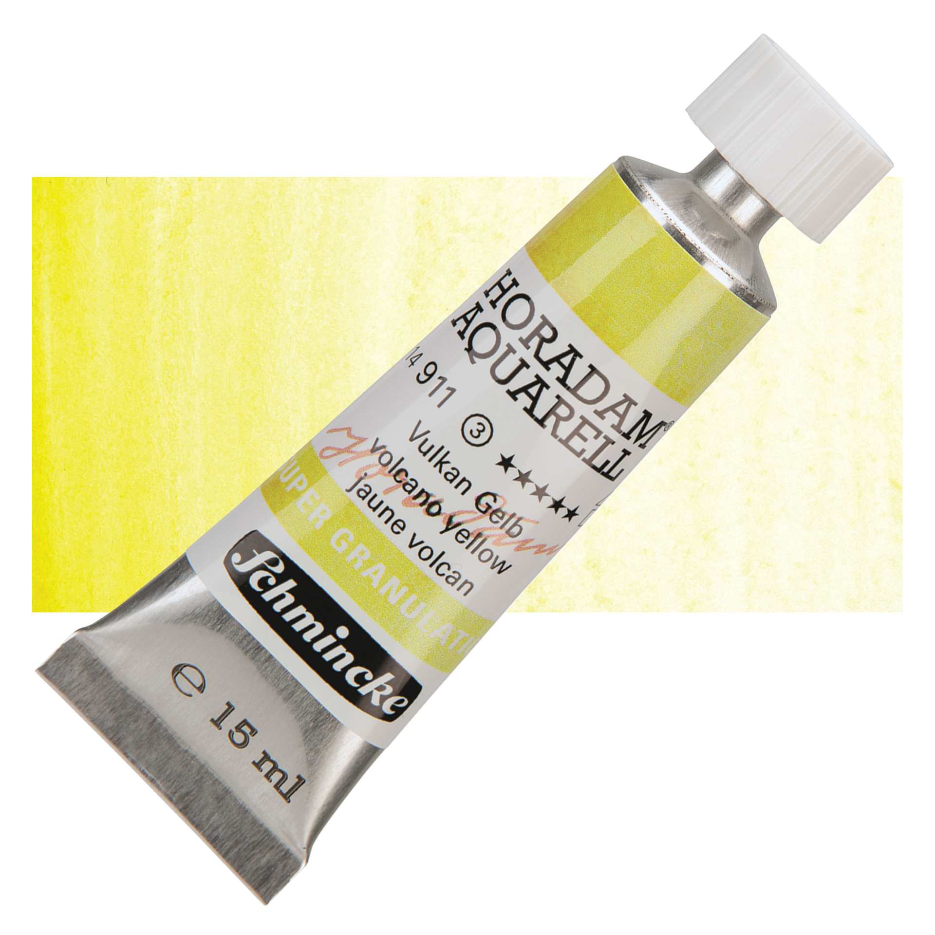 Schmincke Horadam Aquarell Artist Watercolor - Volcano Yellow, Supergranulation, 15 ml, Tube and swatch