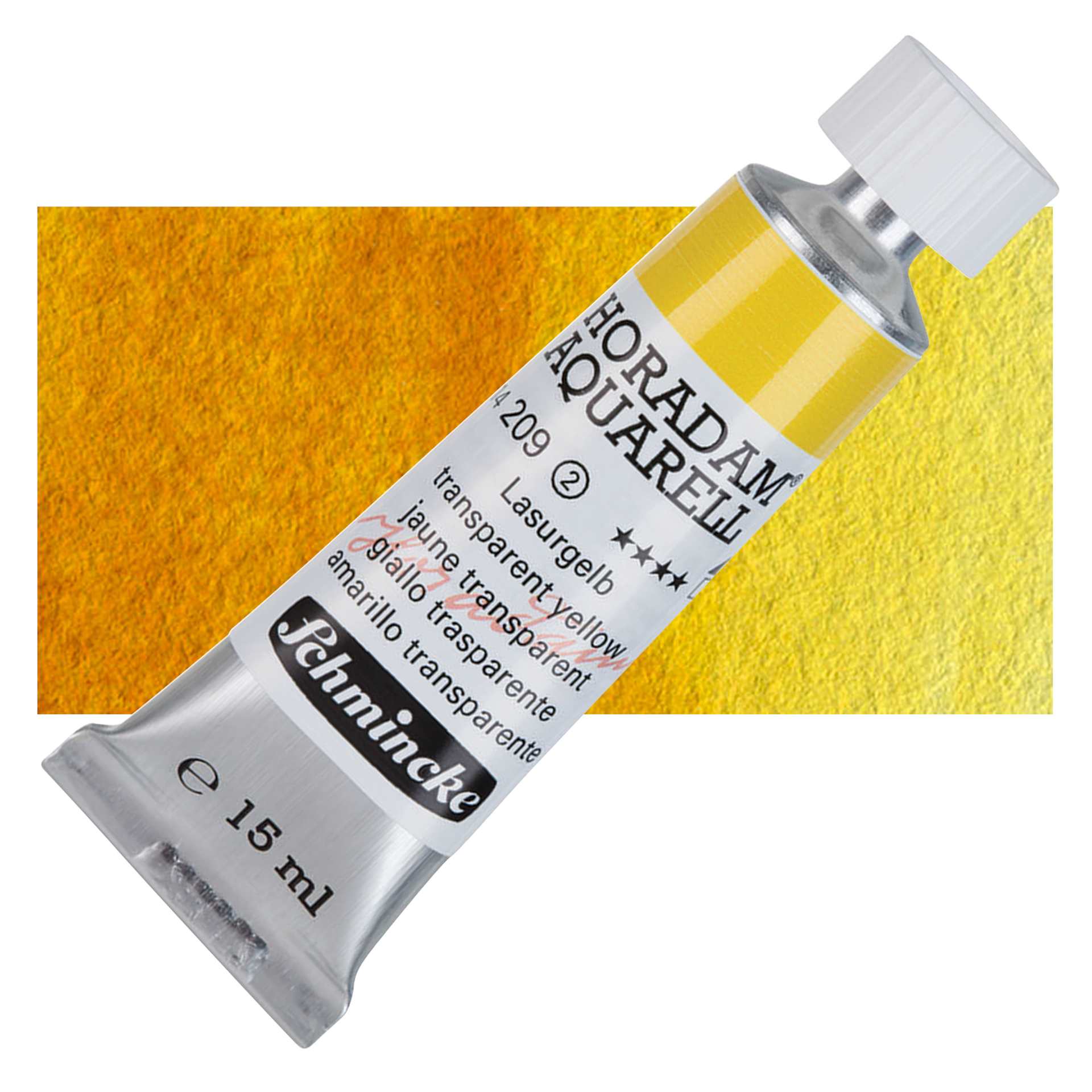 Schmincke Horadam Aquarell Watercolor - Transparent Yellow, 15 ml tube and swatch