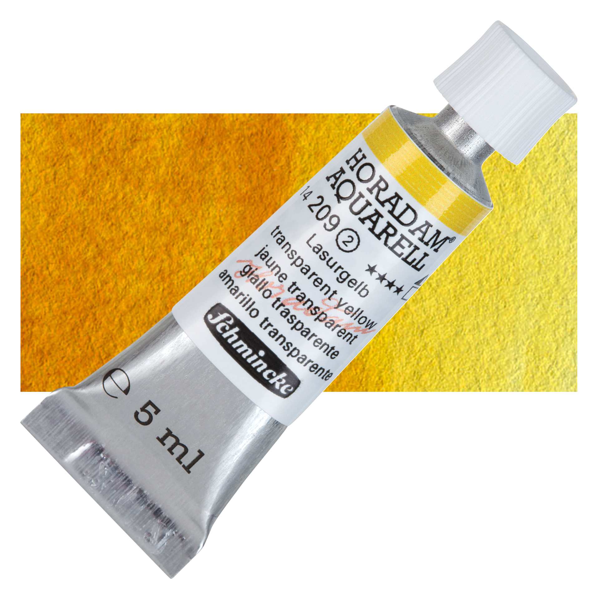 Schmincke Horadam Aquarell Artist Watercolor - Transparent Yellow, 5 ml tube and swatch