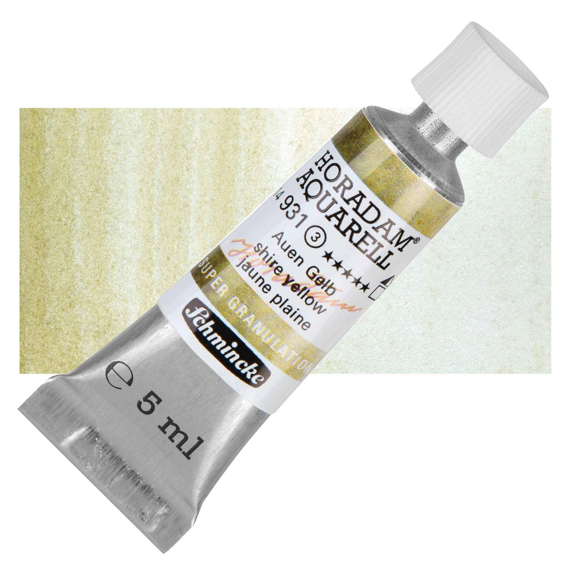 Schmincke Horadam Aquarell Artist Watercolor - Shire Yellow, 5 ml tube and swatch
