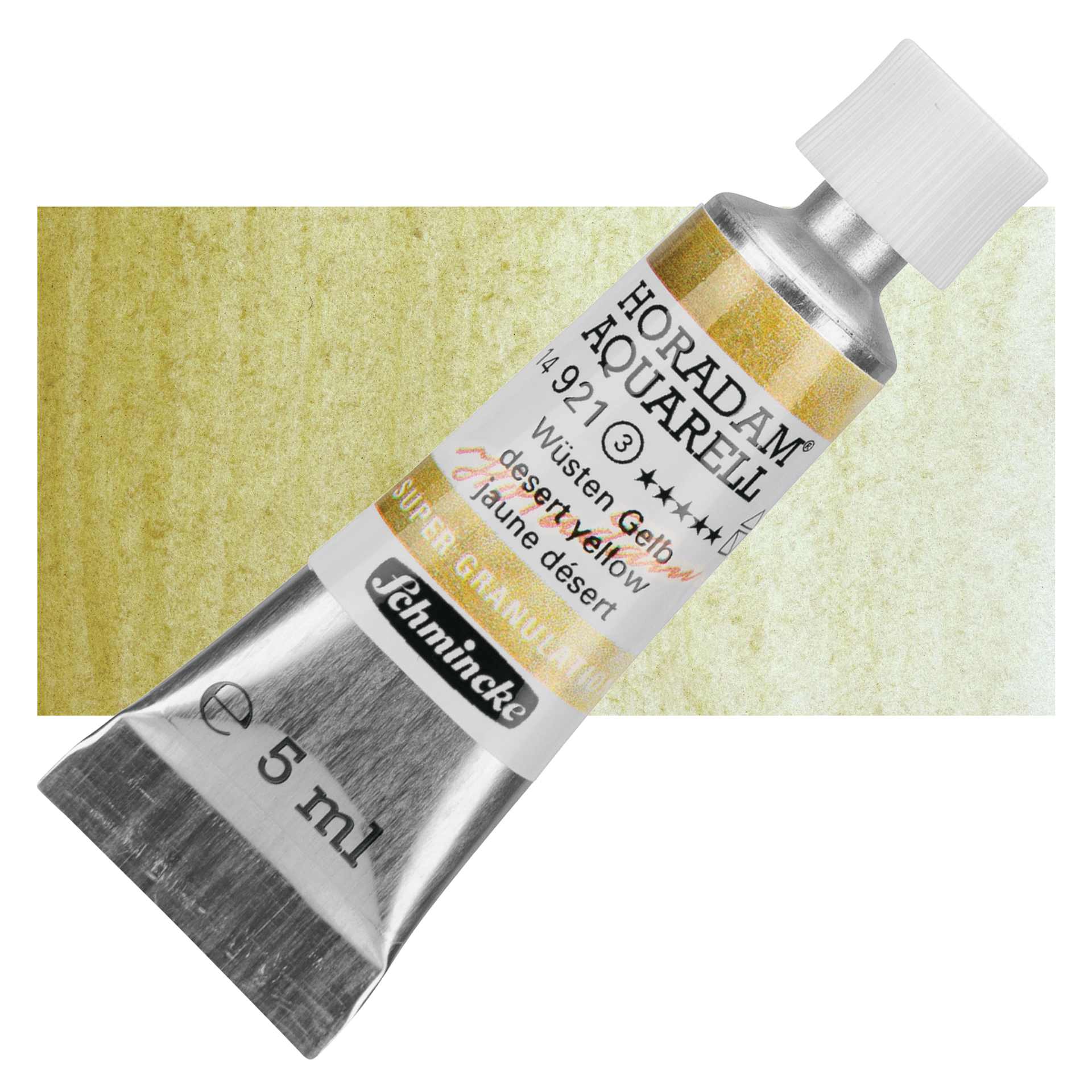 Schmincke Horadam Aquarell Watercolor - Desert Yellow, 5 ml tube and swatch
