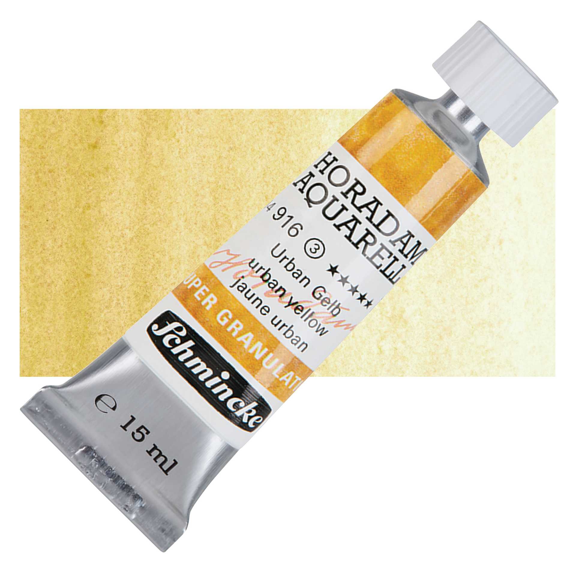 Schmincke Horadam Aquarell Artist Watercolor - Urban Yellow, 15 ml tube and swatch
