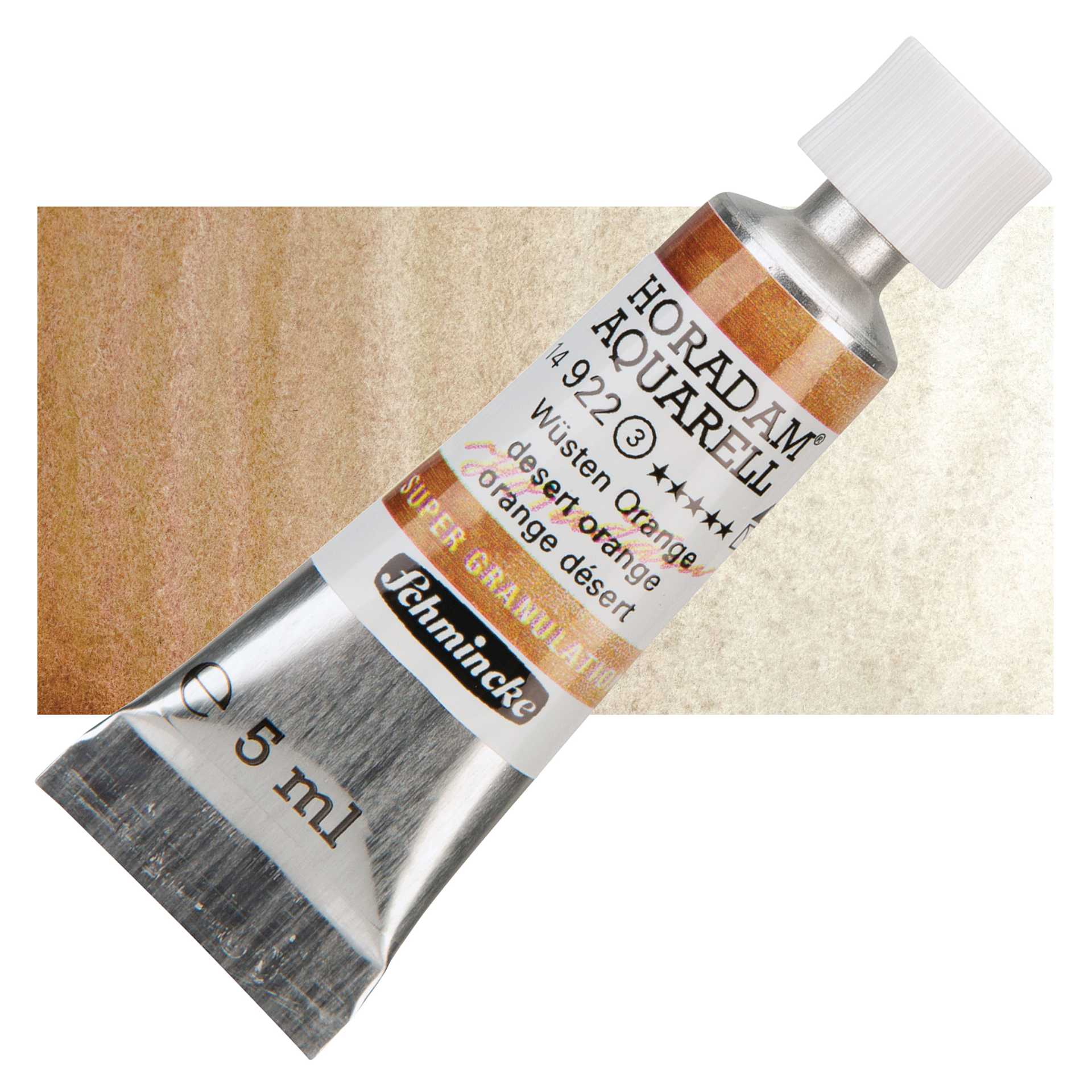 Schmincke Horadam Aquarell Watercolor - Desert Orange, 5 ml tube and swatch