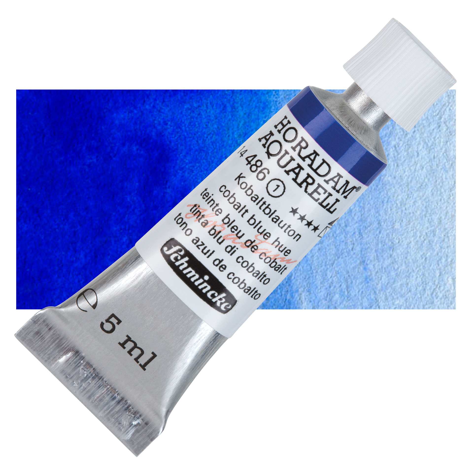 Schmincke Horadam Aquarell Artist Watercolor - Cobalt Blue Hue, 5 ml tube and swatch