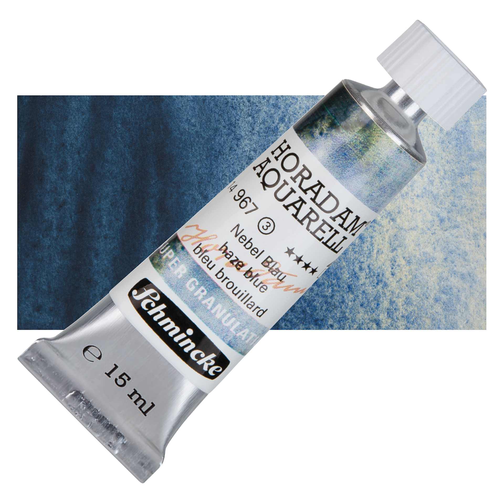Schmincke Horadam Aquarell Artist Watercolor - Haze Blue, 15 ml tube and swatch