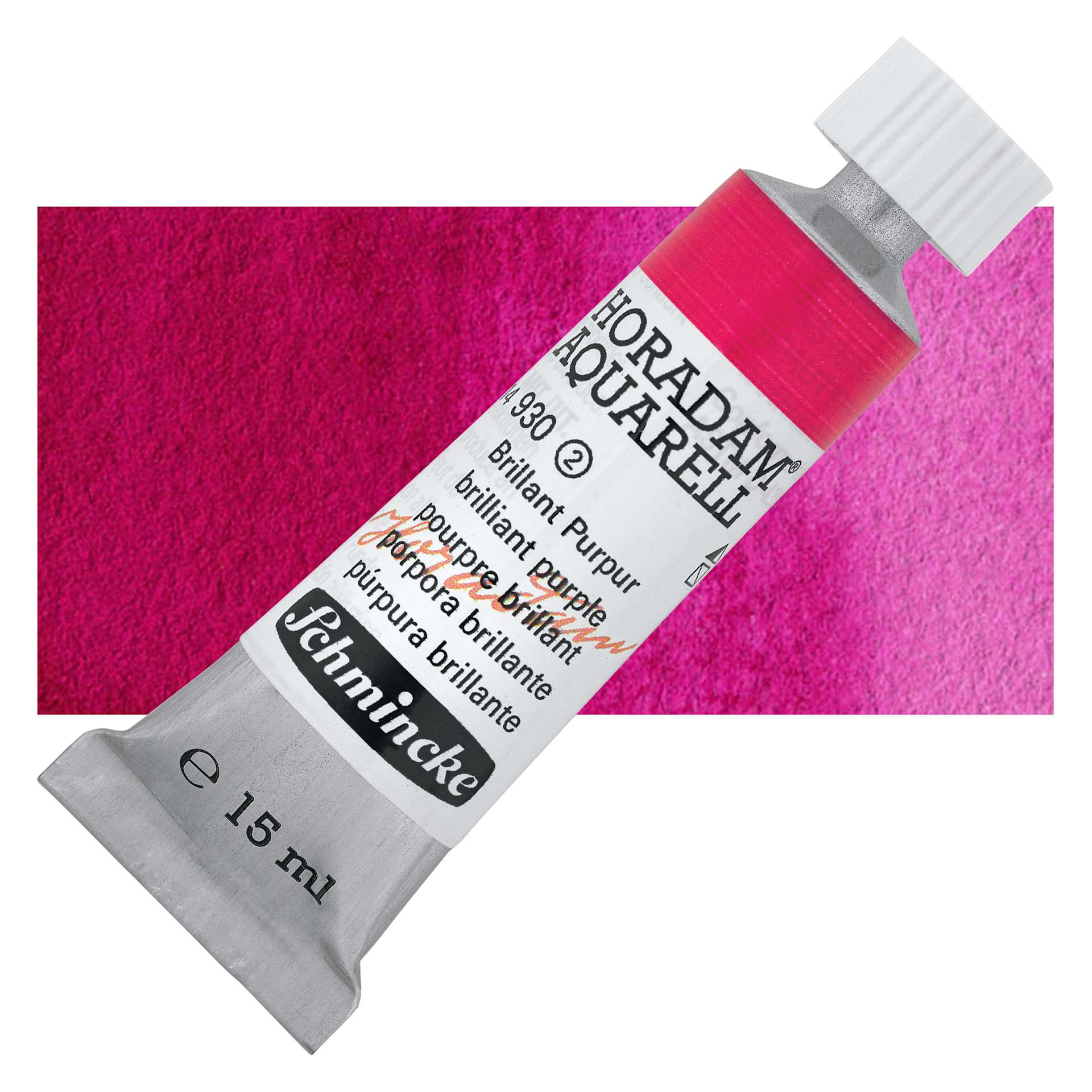Schmincke Horadam Aquarell Artist Watercolor - Brilliant Purple, 15 ml tube and swatch