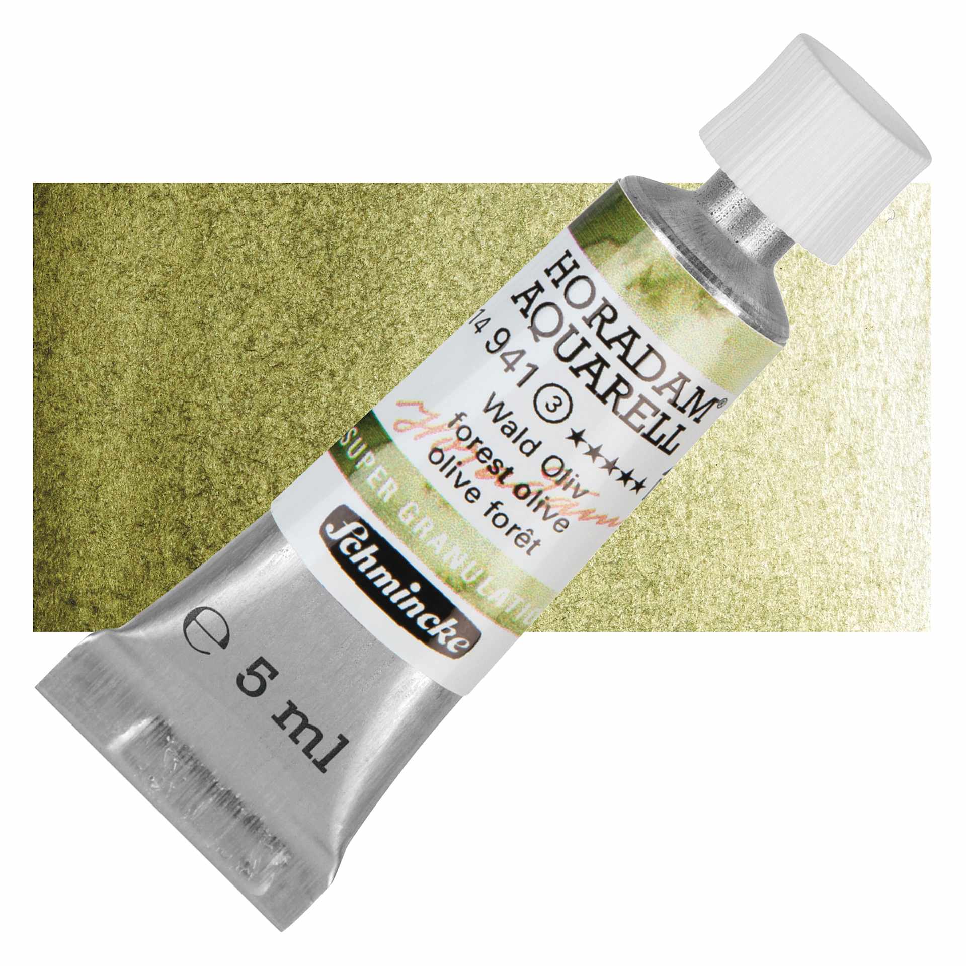 Schmincke Horadam Aquarell Watercolor - Forest Olive, 5 ml bottle and swatch