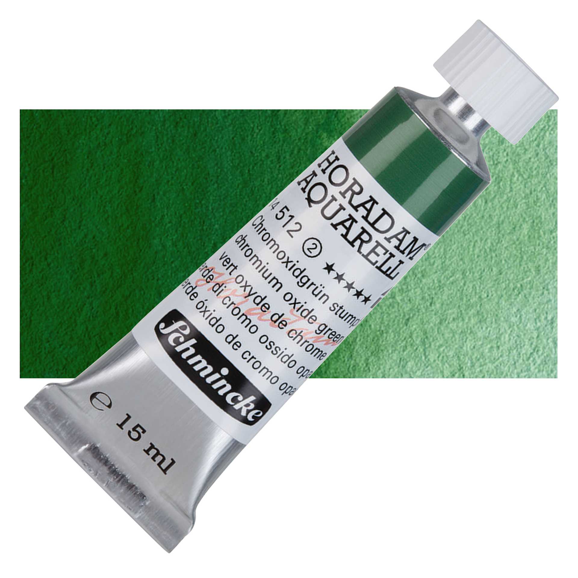 Schmincke Horadam Aquarell Watercolor - Chromium Oxide Green, 15 ml tube and swatch