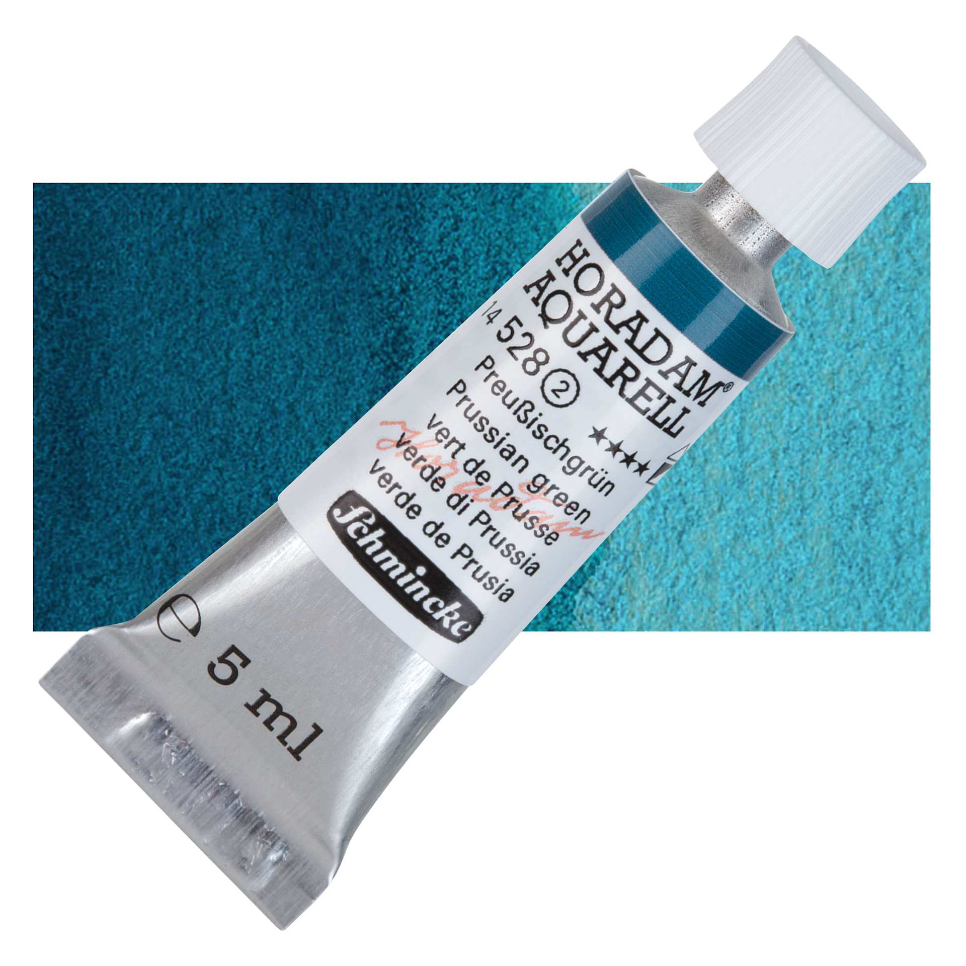 Schmincke Horadam Aquarell Watercolor - Prussian Green - Bottle and Swatch