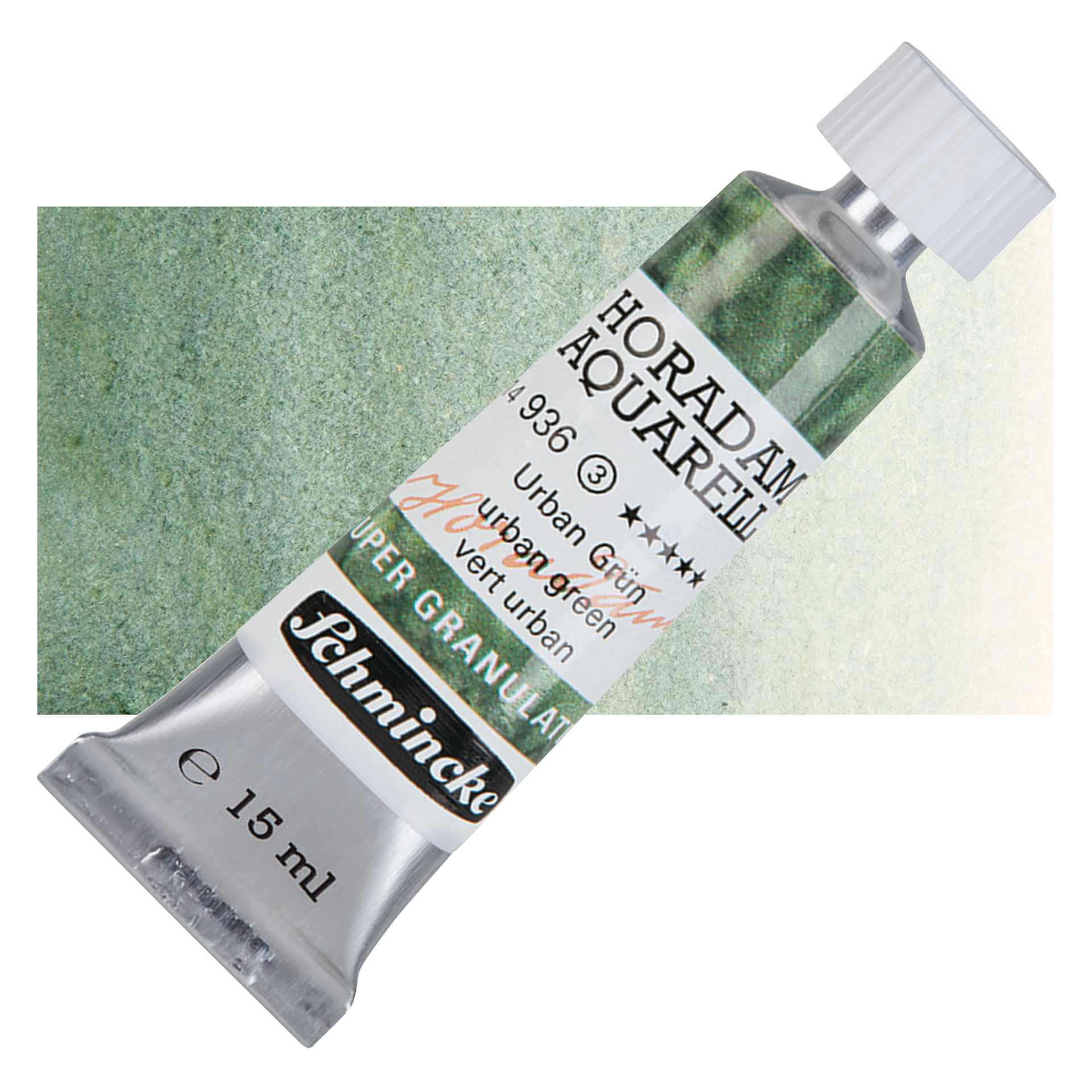 Schmincke Horadam Aquarell Artist Watercolor - Urban Green, 15 ml tube and swatch