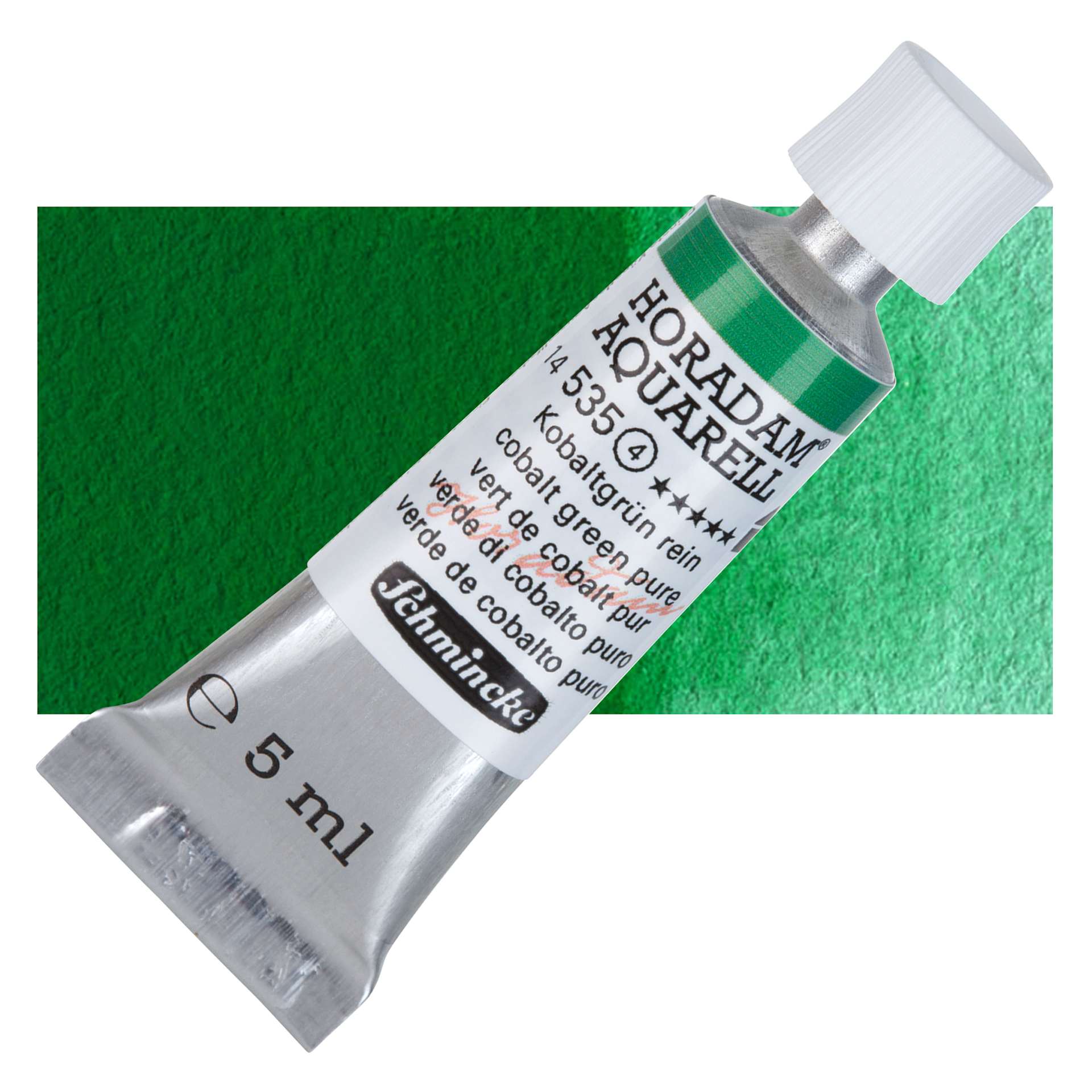 Schmincke Horadam Aquarell Watercolor - Cobalt Green Pure, 5 ml tube and swatch