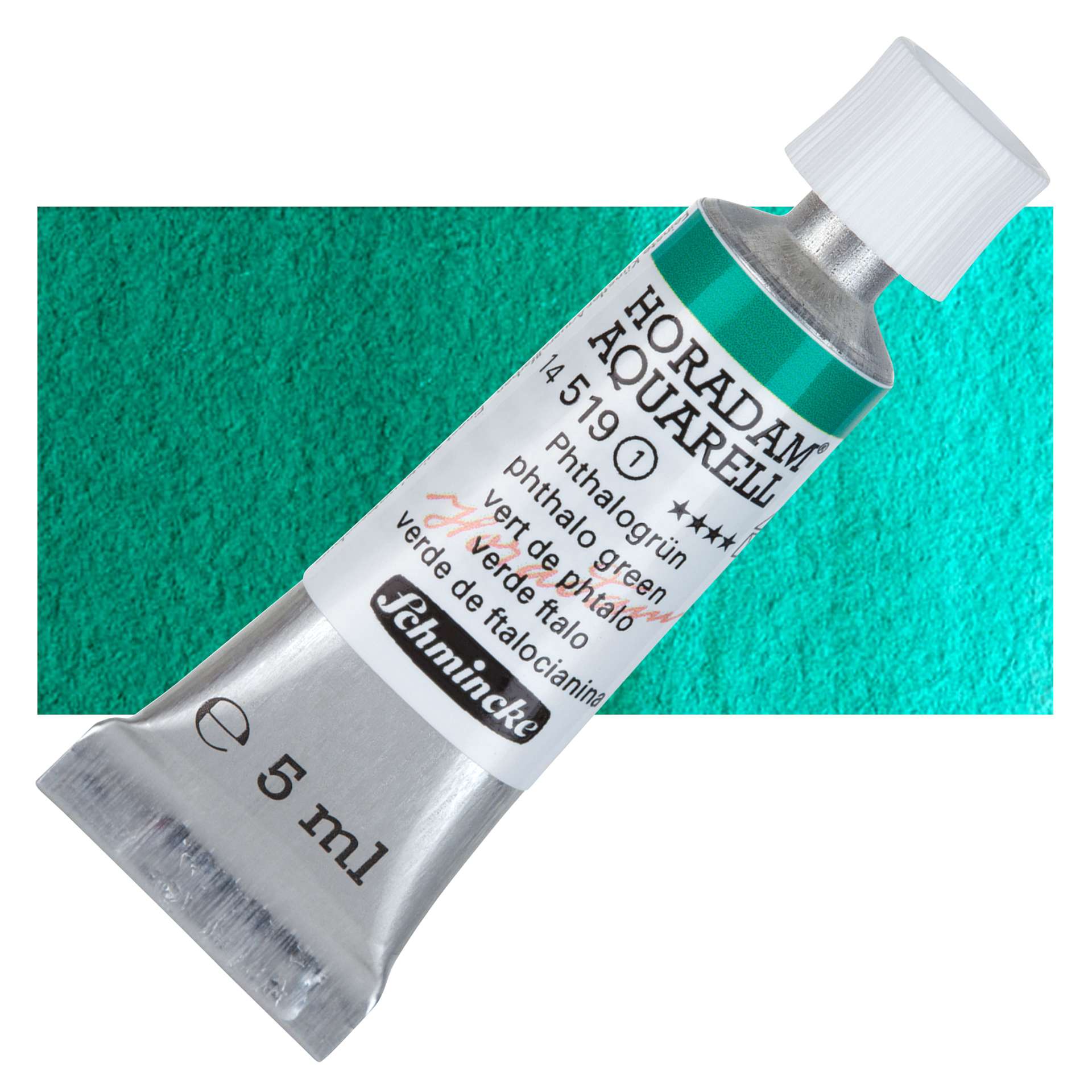 Schmincke Horadam Aquarell Watercolor - Phtalo Green, 5 ml tube and swatch