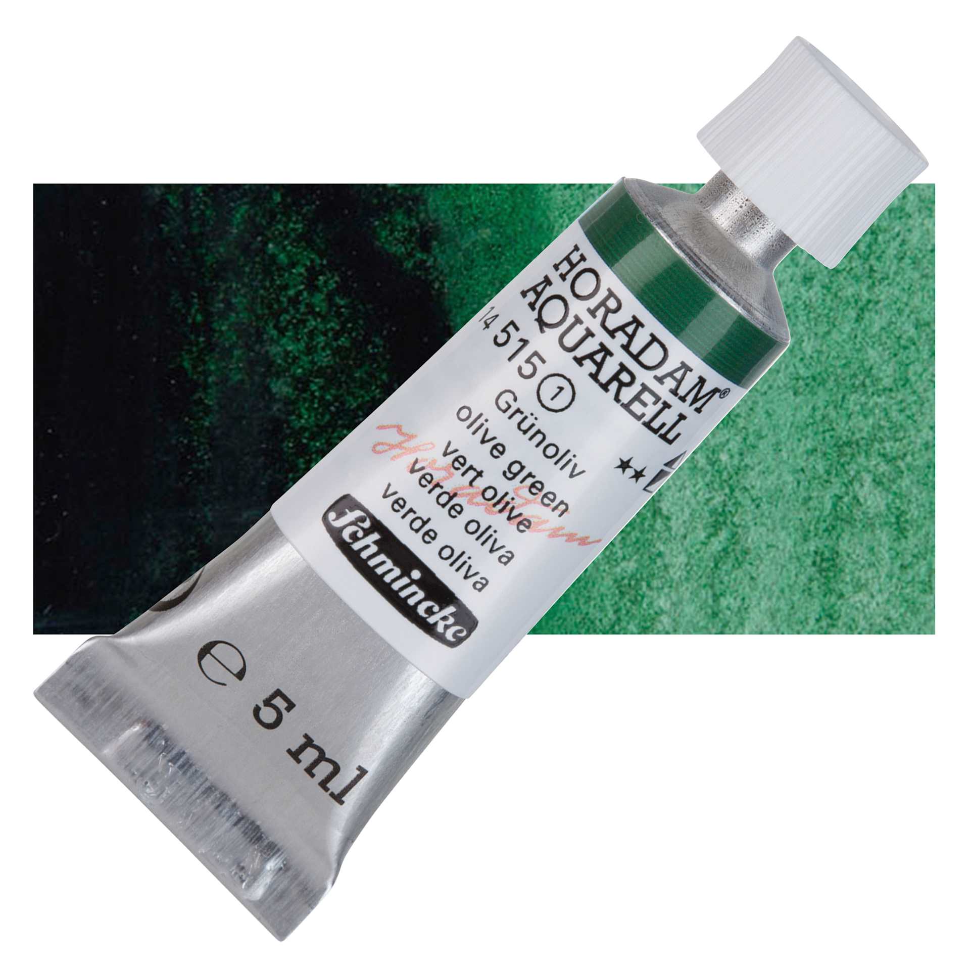 Schmincke Horadam Aquarell Watercolor - Olive Green, 5 ml tube and swatch