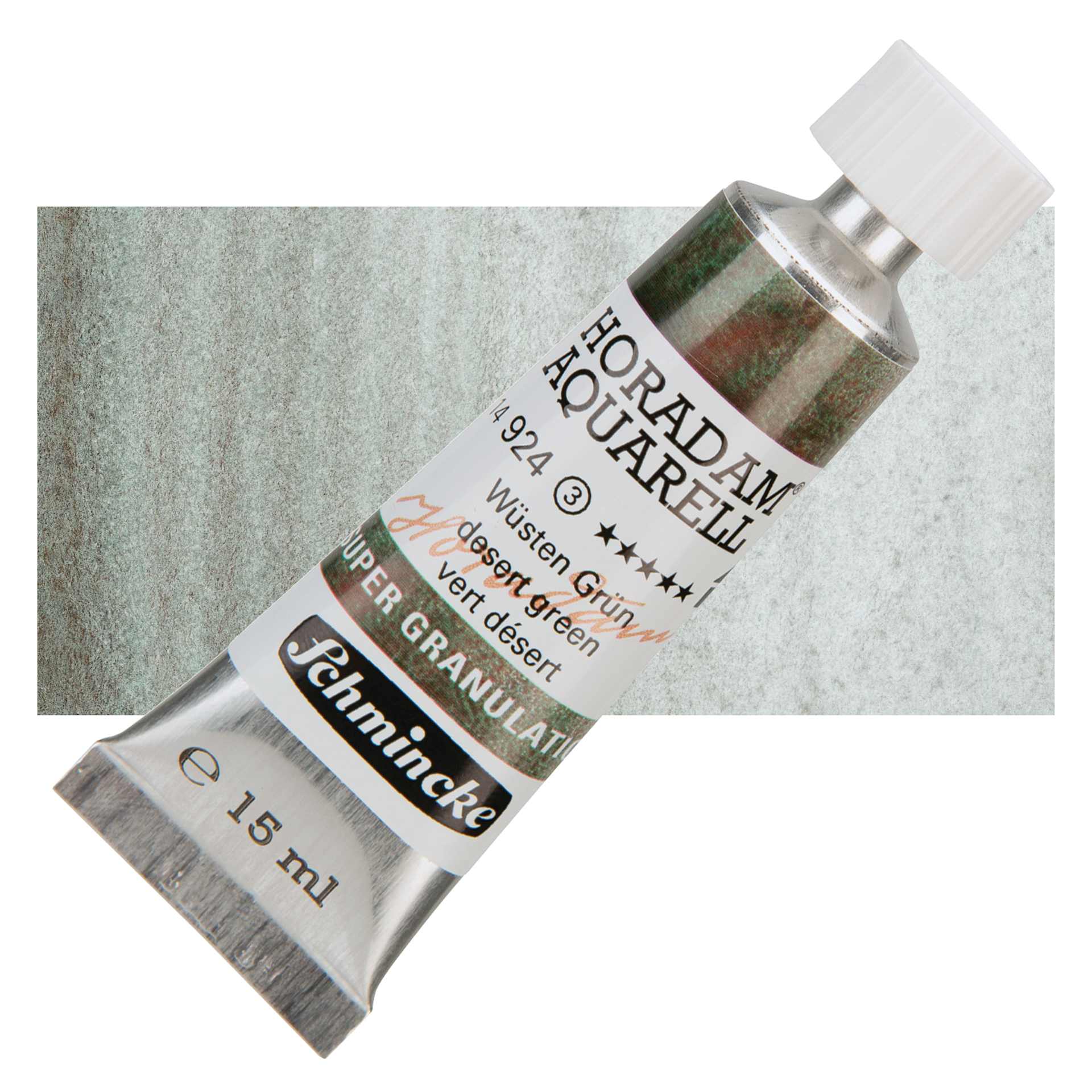 Schmincke Horadam Aquarell Artist Watercolor - Desert Green, Supergranulation, 15 ml, Tube and swatch