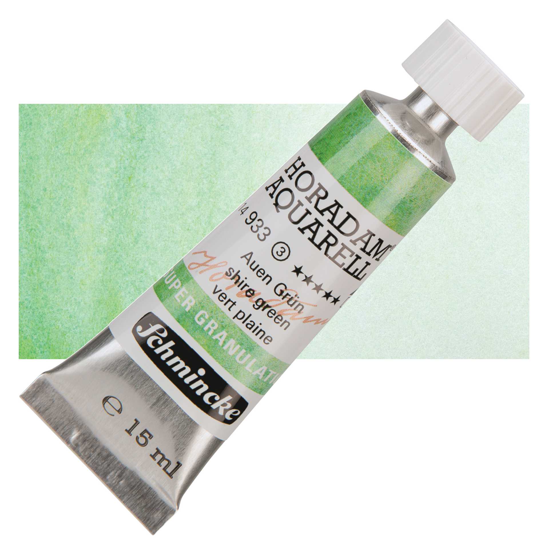 Schmincke Horadam Aquarell Artist Watercolor - Shire Green, Supergranulation, 15 ml, Tube and swatch