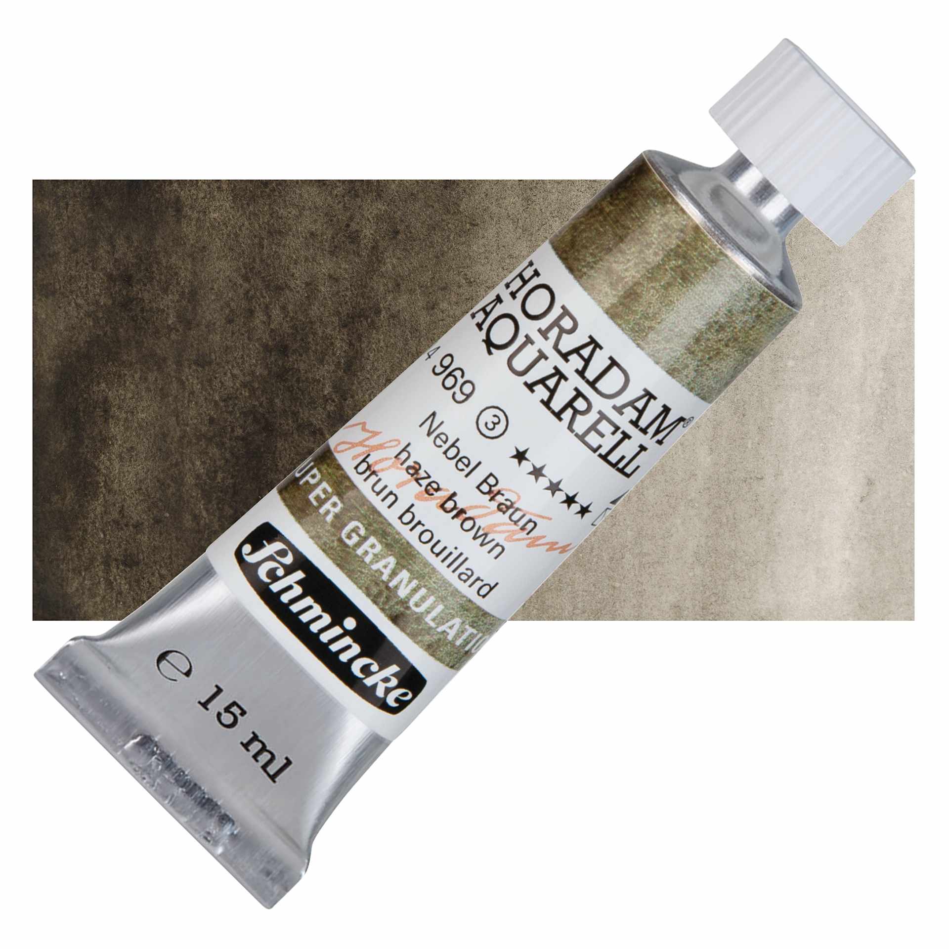 Schmincke Horadam Aquarell Artist Watercolor - Haze Brown, 15 ml tube and swatch