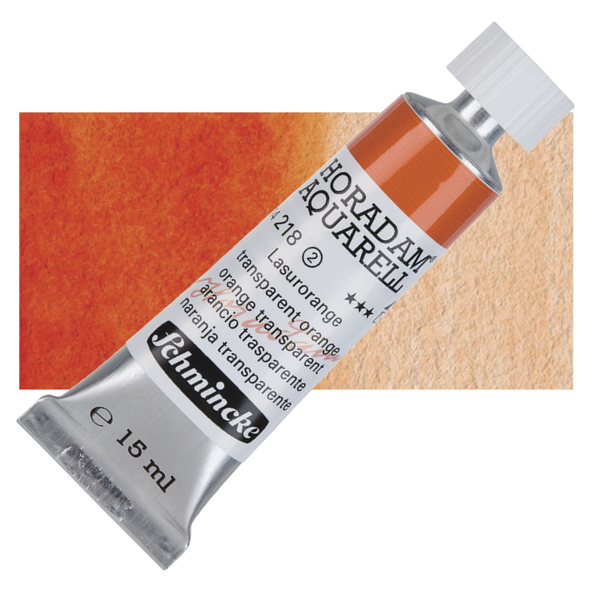 Schmincke Horadam Aquarell Watercolor - Transparent Orange, 15 ml tube and swatch