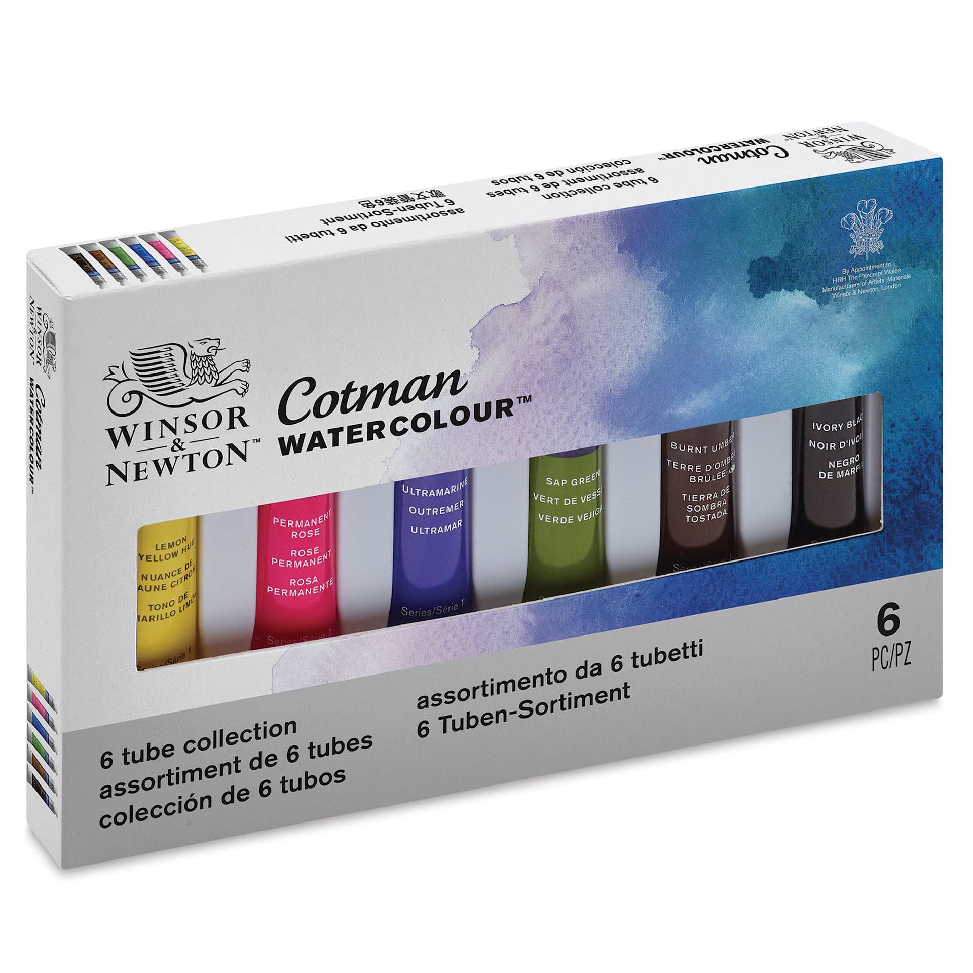 Winsor & Newton Cotman Watercolors - Set of 6, Assorted Colors, 8 ml Tubes