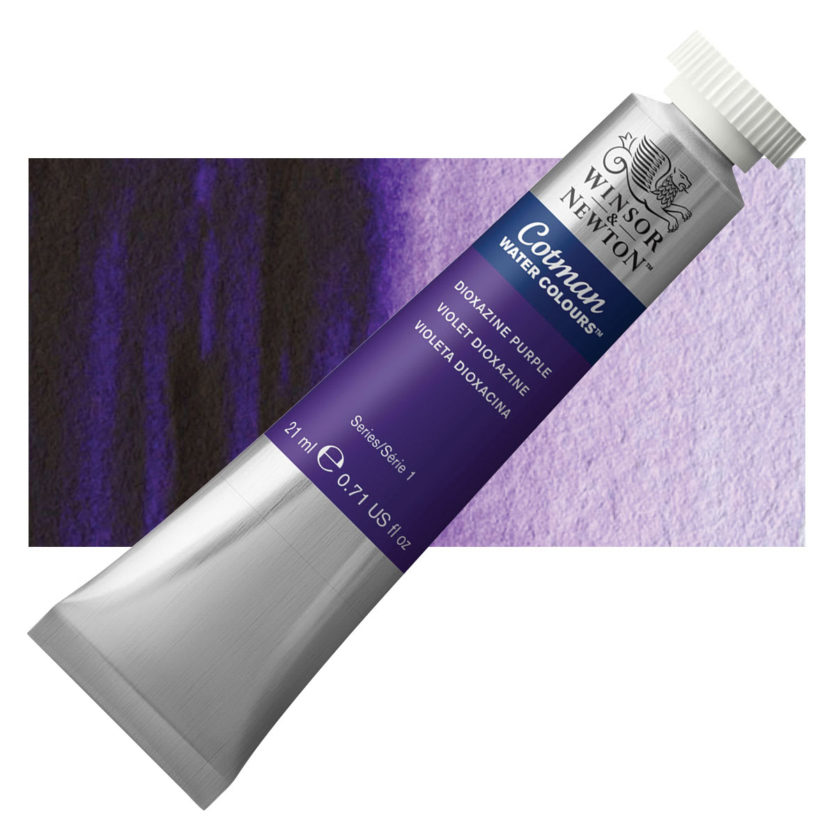 Winsor & Newton Cotman Watercolor - Dioxazine Purple, 21 ml and swatch