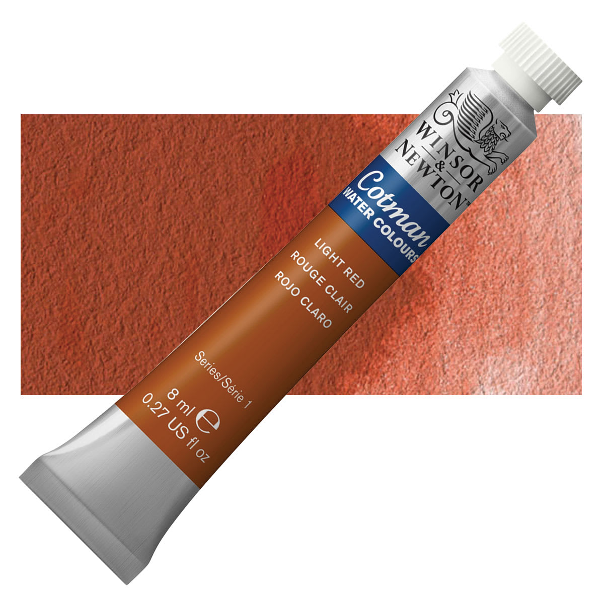 Winsor & Newton Cotman Watercolor - Light Red, 8 ml tube and swatch