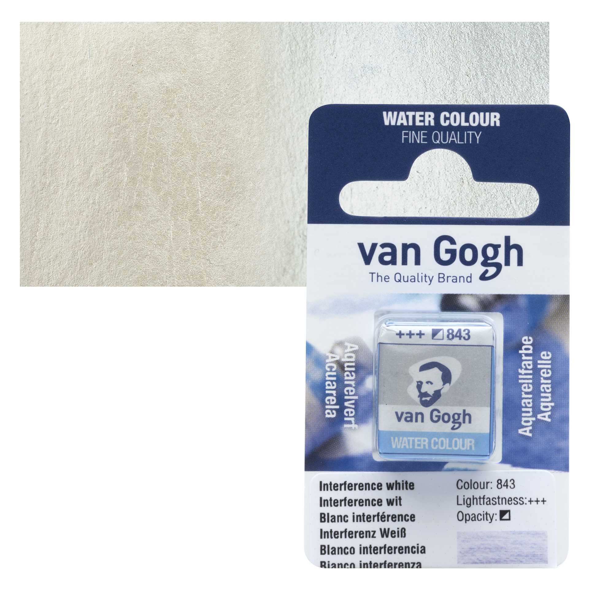 Van Gogh Watercolor Half Pan - Interference White pan and swatch