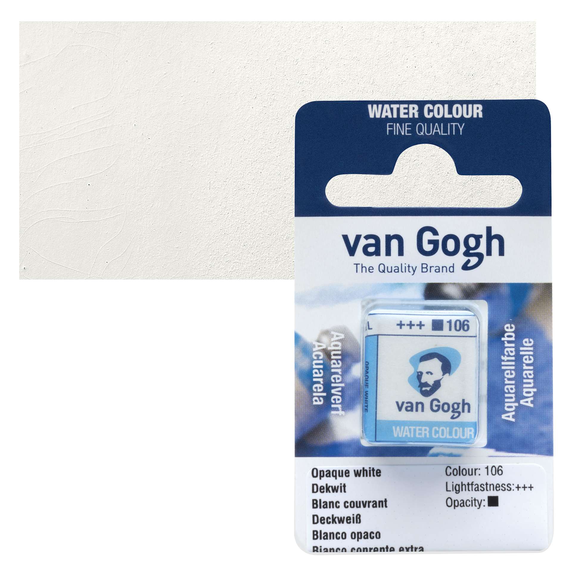 Van Gogh Watercolor Half Pan - Opaque White pan and swatch