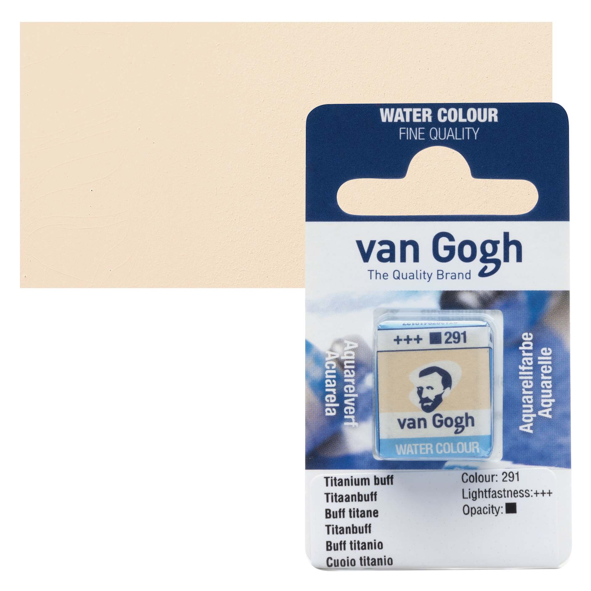 Van Gogh Watercolor Half Pan - Titanium Buff pan and swatch