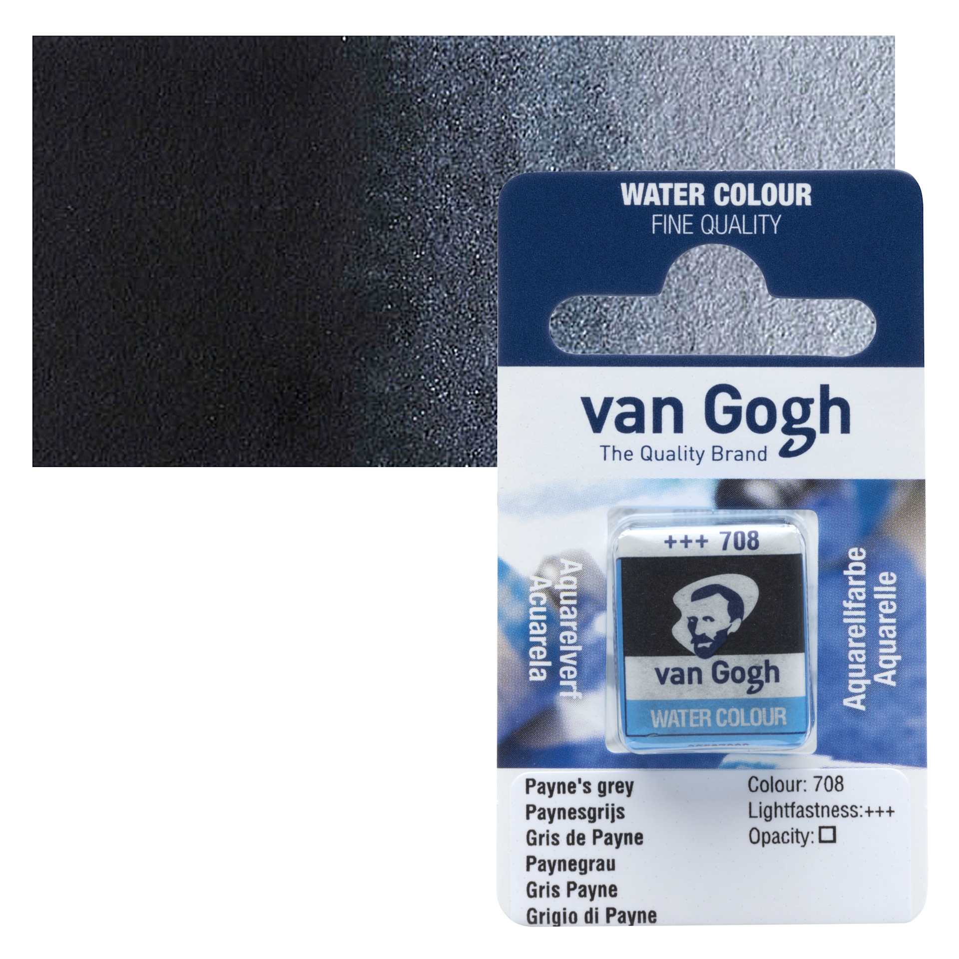 Van Gogh Watercolor Half Pan - Payne's Grey pan and swatch