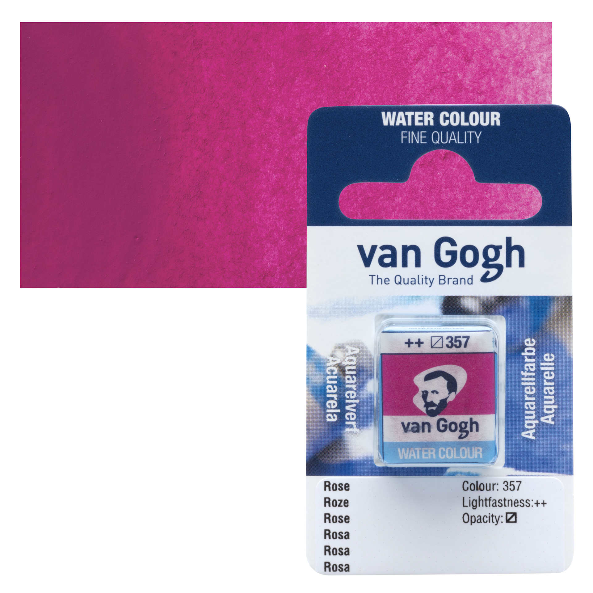 Van Gogh Watercolor Half Pan - Rose pan and swatch