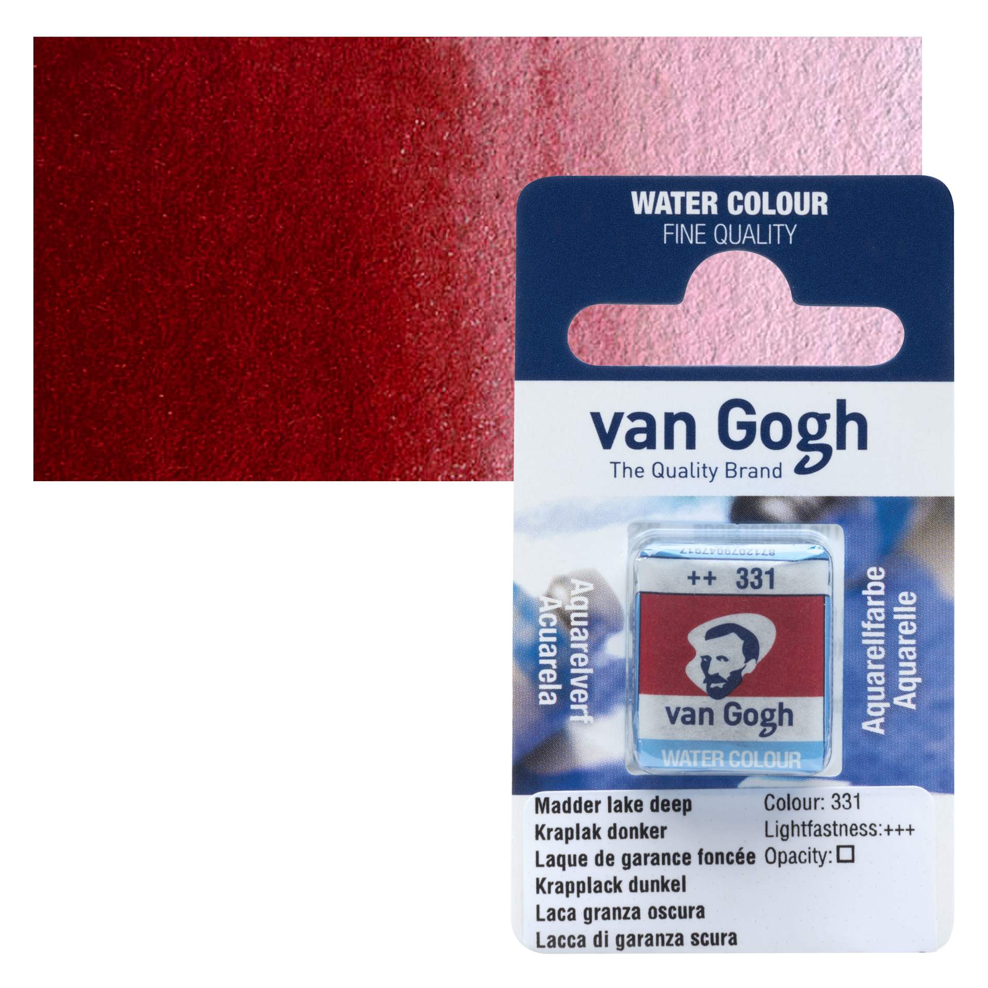 Van Gogh Watercolor Half Pan - Madder Lake Deep pan and swatch