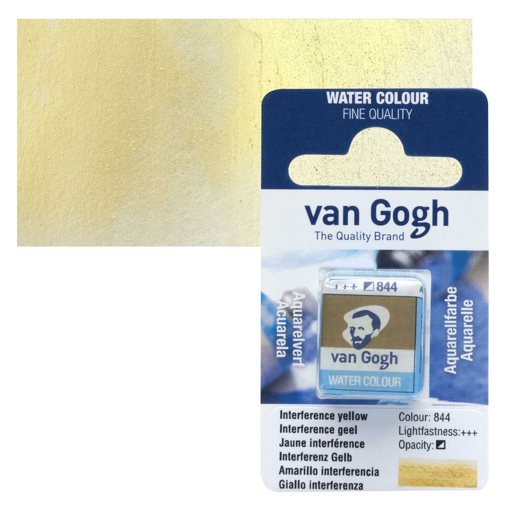 Van Gogh Watercolor Half Pan - Interference Yellow pan and swatch