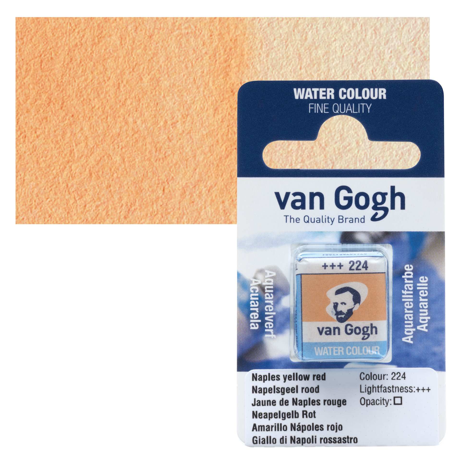Van Gogh Watercolor Half Pan - Naples Yellow Red pan and swatch