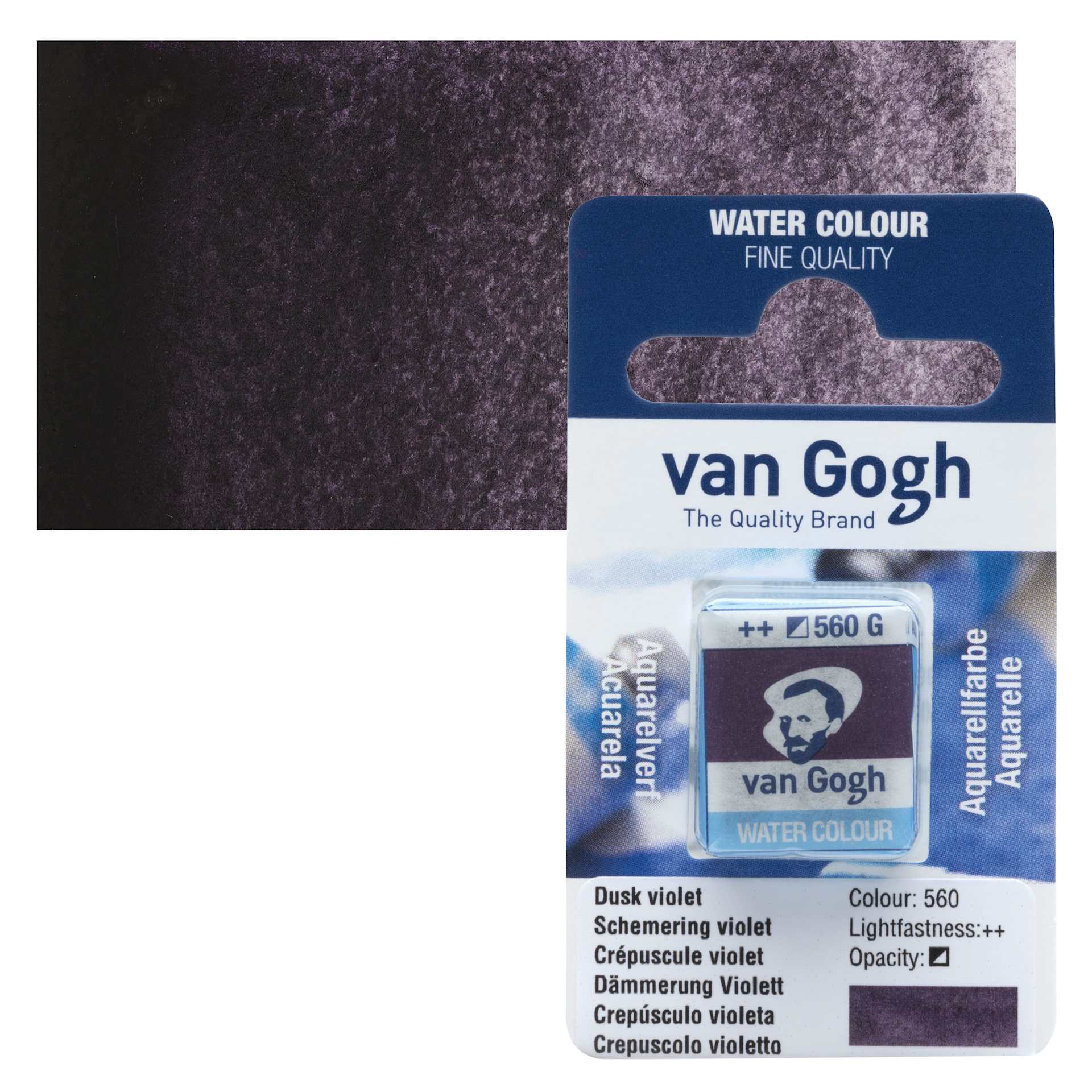 Van Gogh Watercolor Half Pan - Dusk Violet pan and swatch