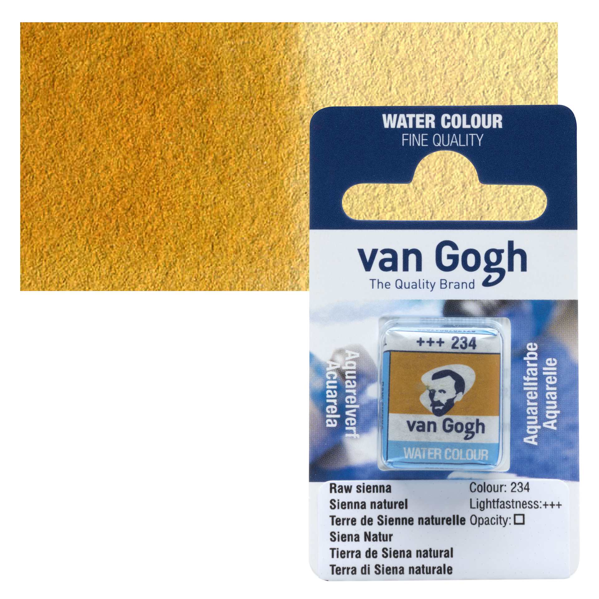 Van Gogh Watercolor Half Pan - Raw Sienna pan and swatch