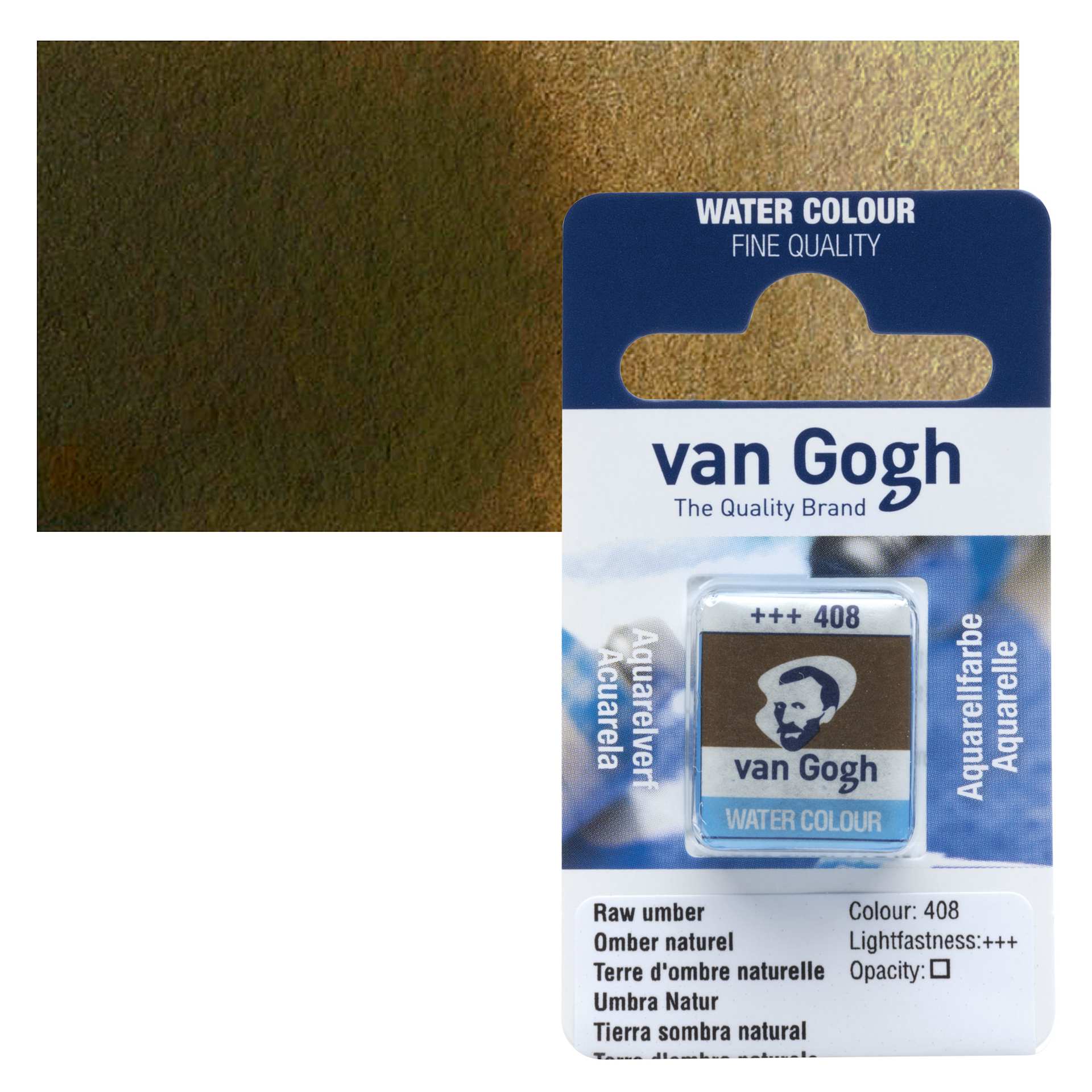 Van Gogh Watercolor Half Pan - Raw Umber pan and swatch