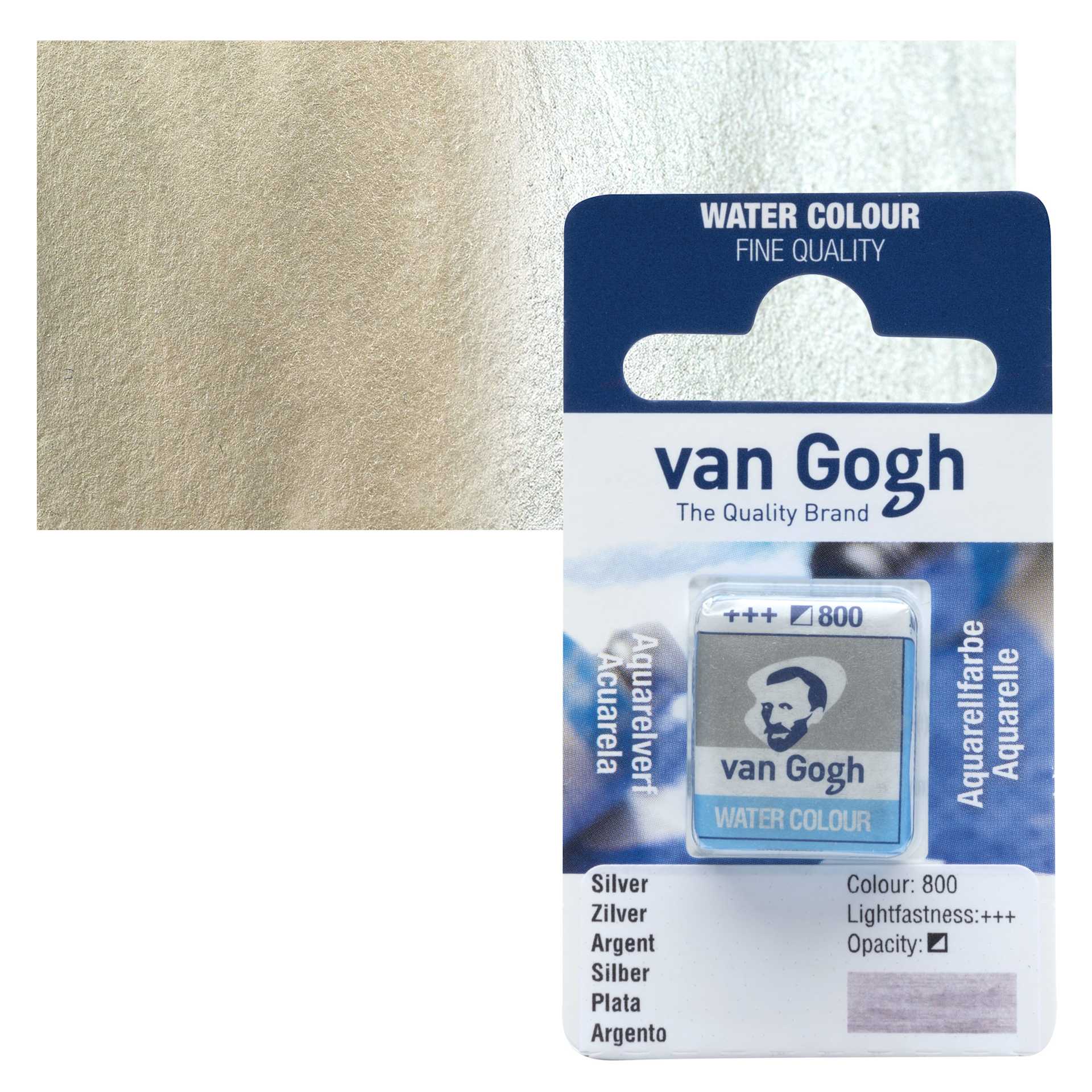 Van Gogh Watercolor Half Pan - Silver pan and swatch