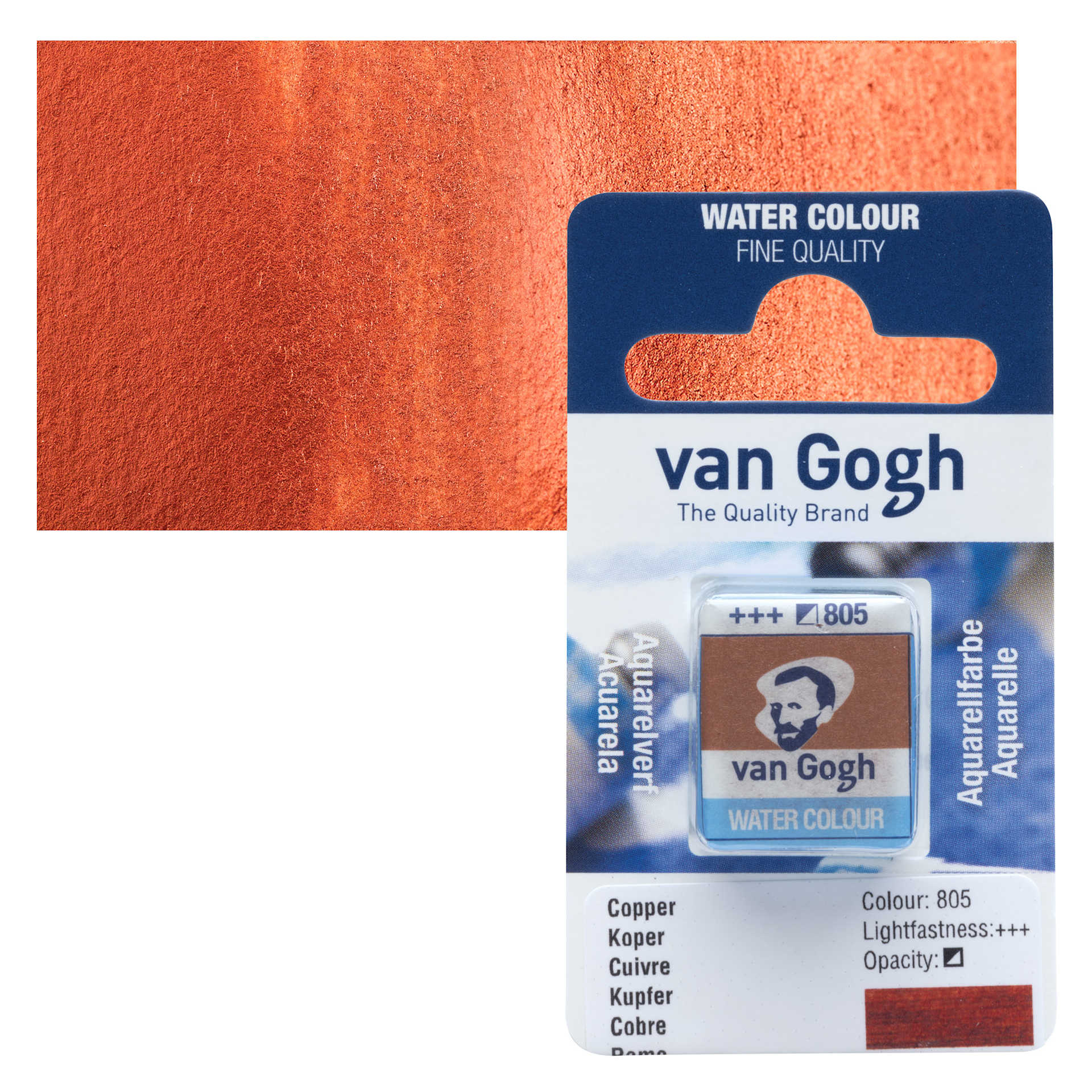 Van Gogh Watercolor Half Pan - Copper pan and swatch