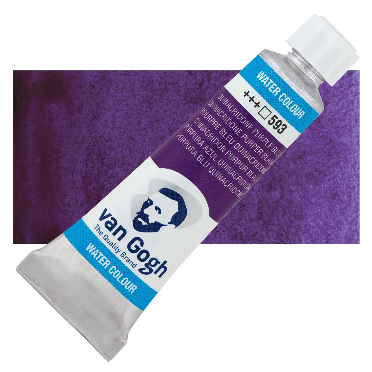 Van Gogh Watercolor - Quinacridone Purple Blue, 10 ml tube and swatch