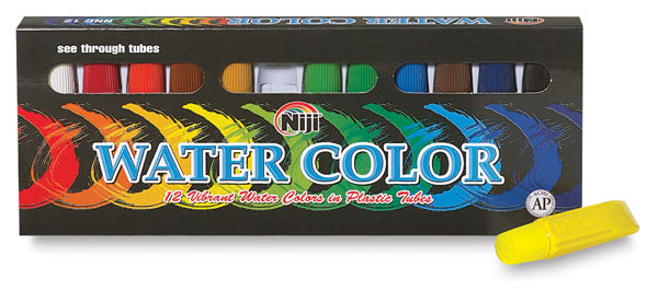 Niji Watercolors - Assorted Colors, Set of 12, 6 ml Tubes (Front of packaging.)