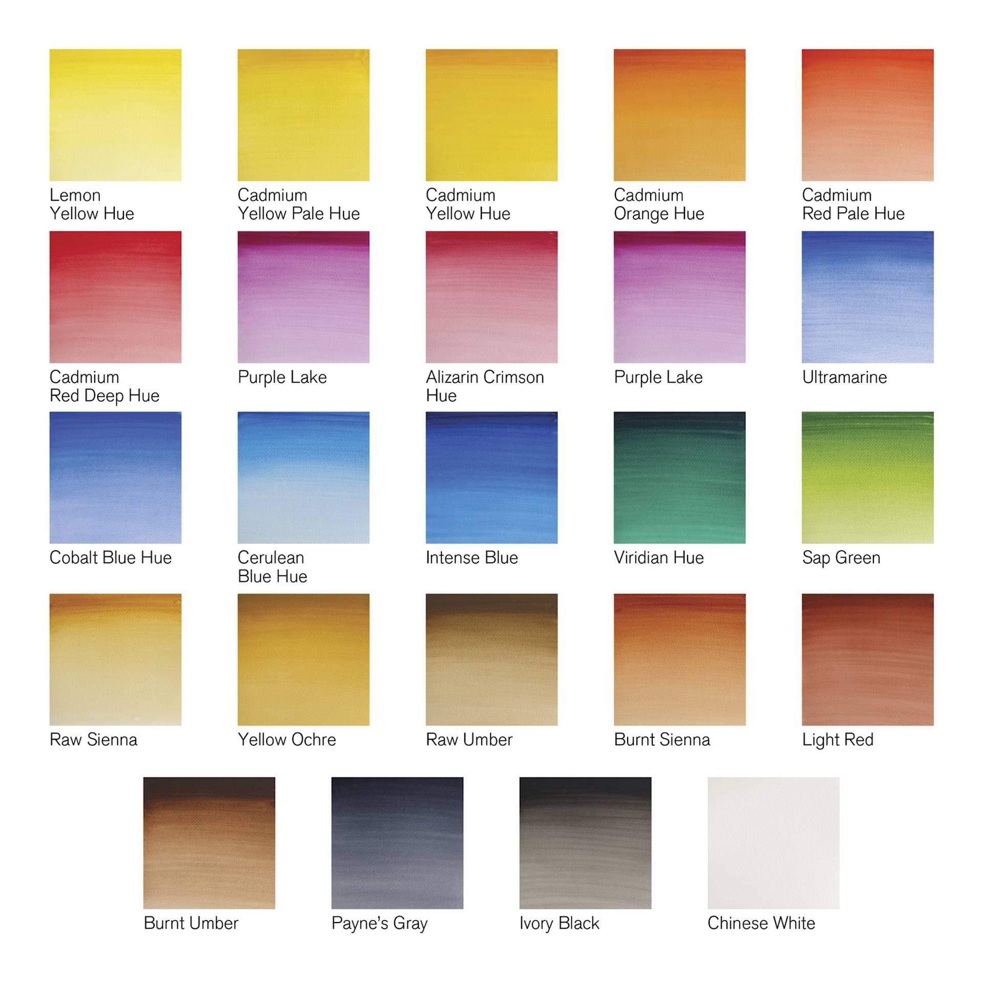 Winsor & Newton Cotman Watercolors- Studio Set of 24, Assorted Colors, Full Pans, swatches