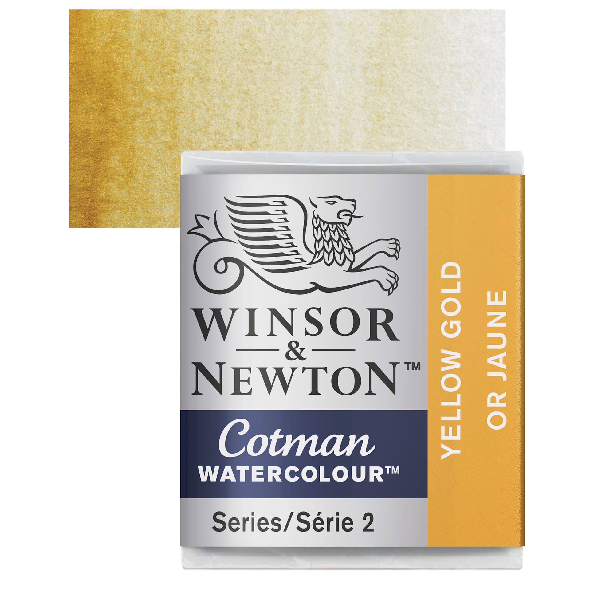Winsor & Newton Cotman Watercolor Half Pan - Yellow Gold and swatch
