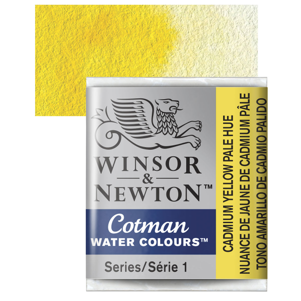 Winsor & Newton Cotman Watercolor Half Pan - Cadmium Yellow Pale Hue and swatch