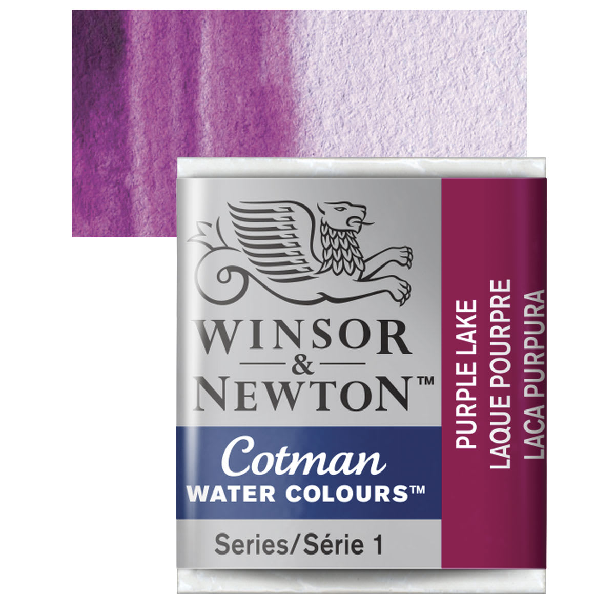 Winsor & Newton Cotman Watercolor Half Pan - Purple Lake and swatch