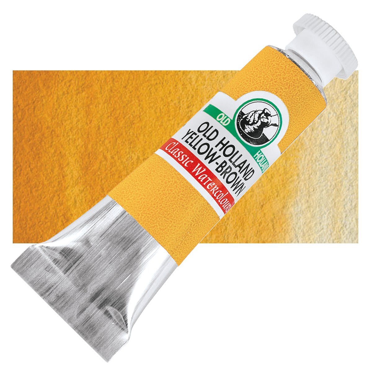 Old Holland Classic Artist Watercolor - Old Holland Yellow Brown, 6 ml tube and swatch