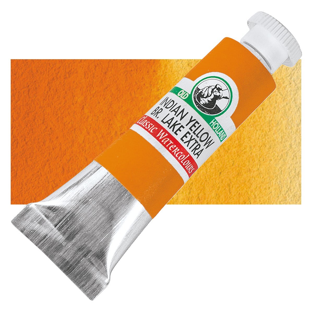 Old Holland Classic Artist Watercolor - Indian Yellow Brown Lake Extra, 6 ml tube and swatch