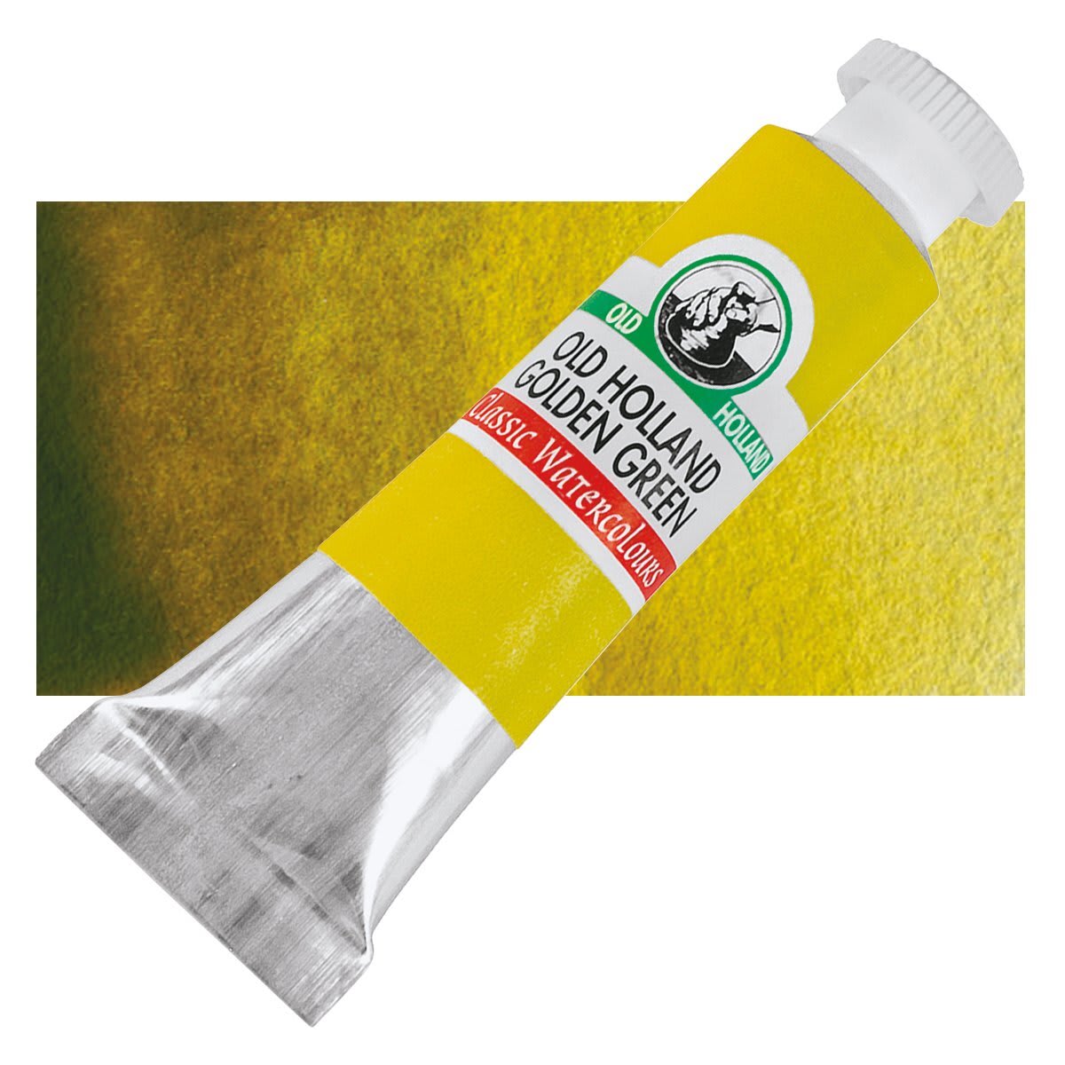 Old Holland Classic Artist Watercolor - Old Holland Golden Green, 6 ml tube and swatch