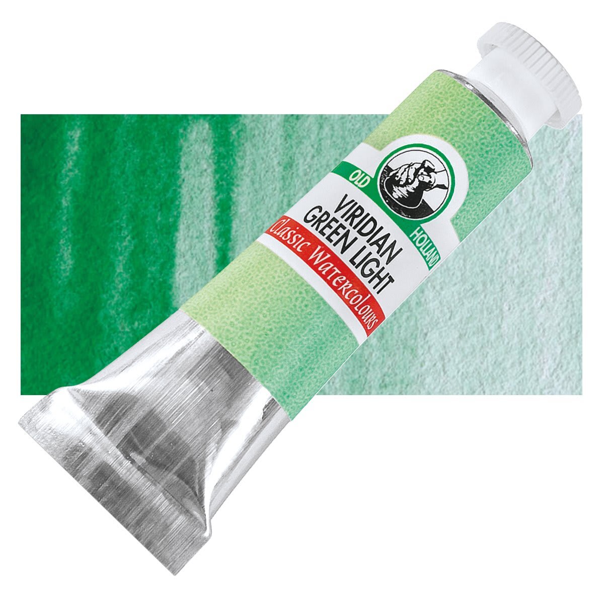 Old Holland Classic Artist Watercolor - Viridian Green Light, 6 ml tube and swatch