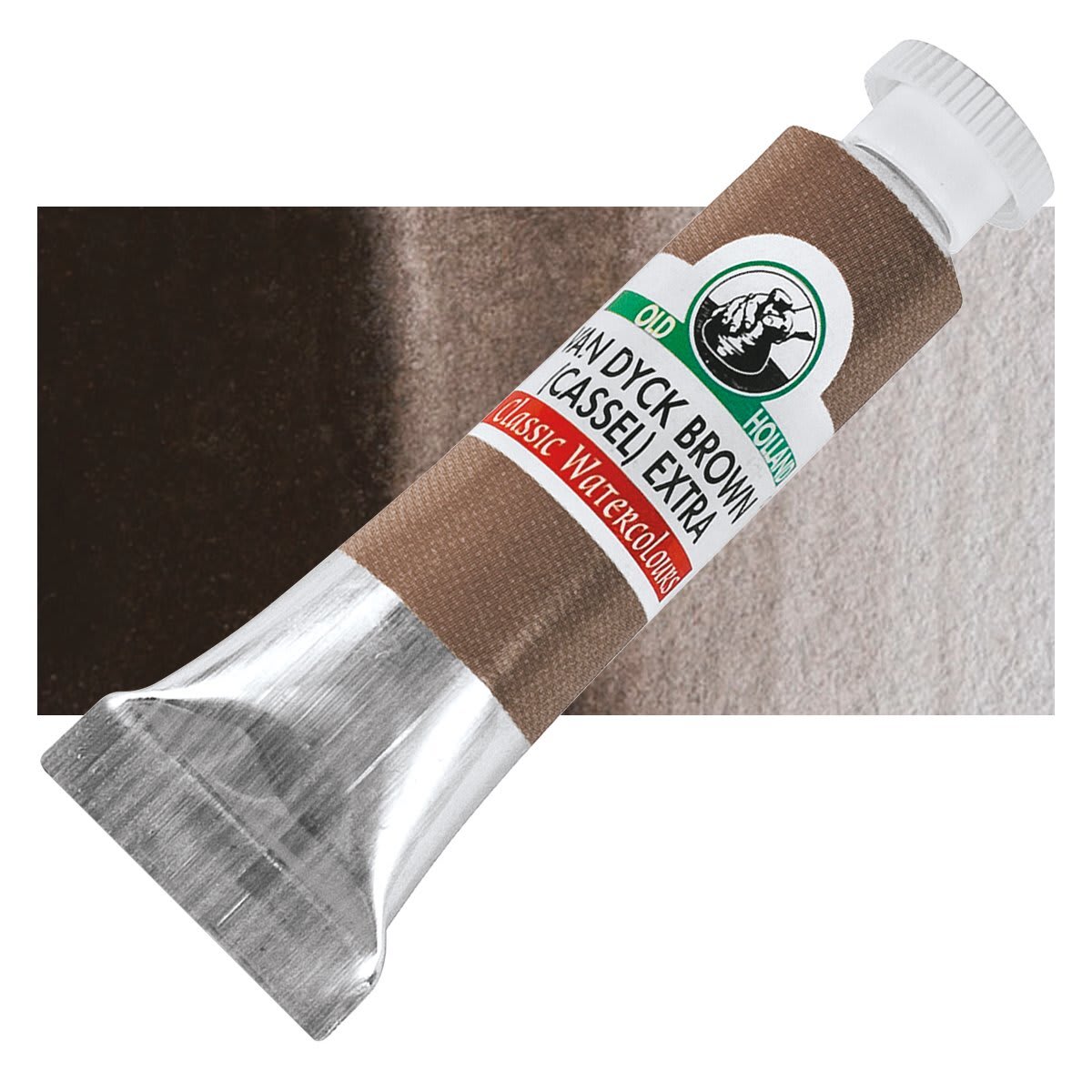 Old Holland Classic Artist Watercolor - Van Dyck Brown (Cassell) Extra, 6 ml and swatch