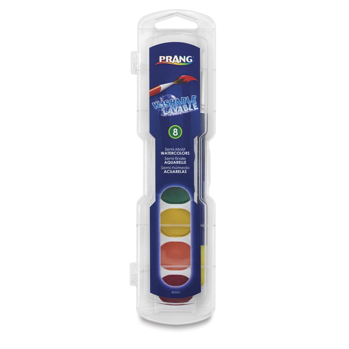 Prang Washable Watercolor Pan Set of 8, front cover of packaging Prang Washable Watercolor Pan Set of 8, front cover of packaging